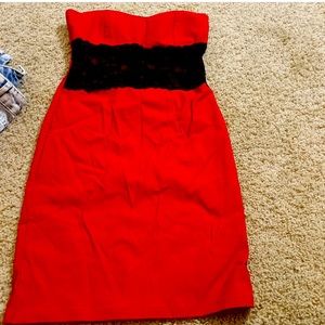 Red body fitted dress